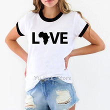 Load image into Gallery viewer, love black African American letter print t shirt women clothes Melanin Poppin Shirt funny tshirt femme Black power tops