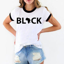 Load image into Gallery viewer, love black African American letter print t shirt women clothes Melanin Poppin Shirt funny tshirt femme Black power tops
