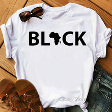 Load image into Gallery viewer, love black African American letter print t shirt women clothes Melanin Poppin Shirt funny tshirt femme Black power tops