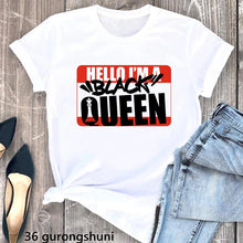 Load image into Gallery viewer, Cook Black Girl Blowing Bubbles Print Tshirt Women'S Clothing Summer Fashion Melanin Queen T Shirt Femme Short Sleeve T-Shirt