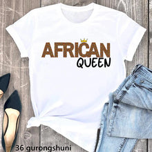 Load image into Gallery viewer, 2024 Black Princess Letter Print Tshirt Women African Queen Black Girls Magic T Shirt Femme Summer Fashion Short Sleeve T-Shirt
