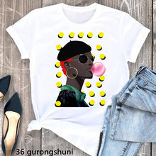 Load image into Gallery viewer, Cook Black Girl Blowing Bubbles Print Tshirt Women&#39;S Clothing Summer Fashion Melanin Queen T Shirt Femme Short Sleeve T-Shirt
